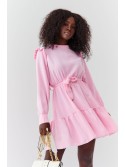 Smooth dress with a stand-up collar, pink 17576 - Online store - Boutique